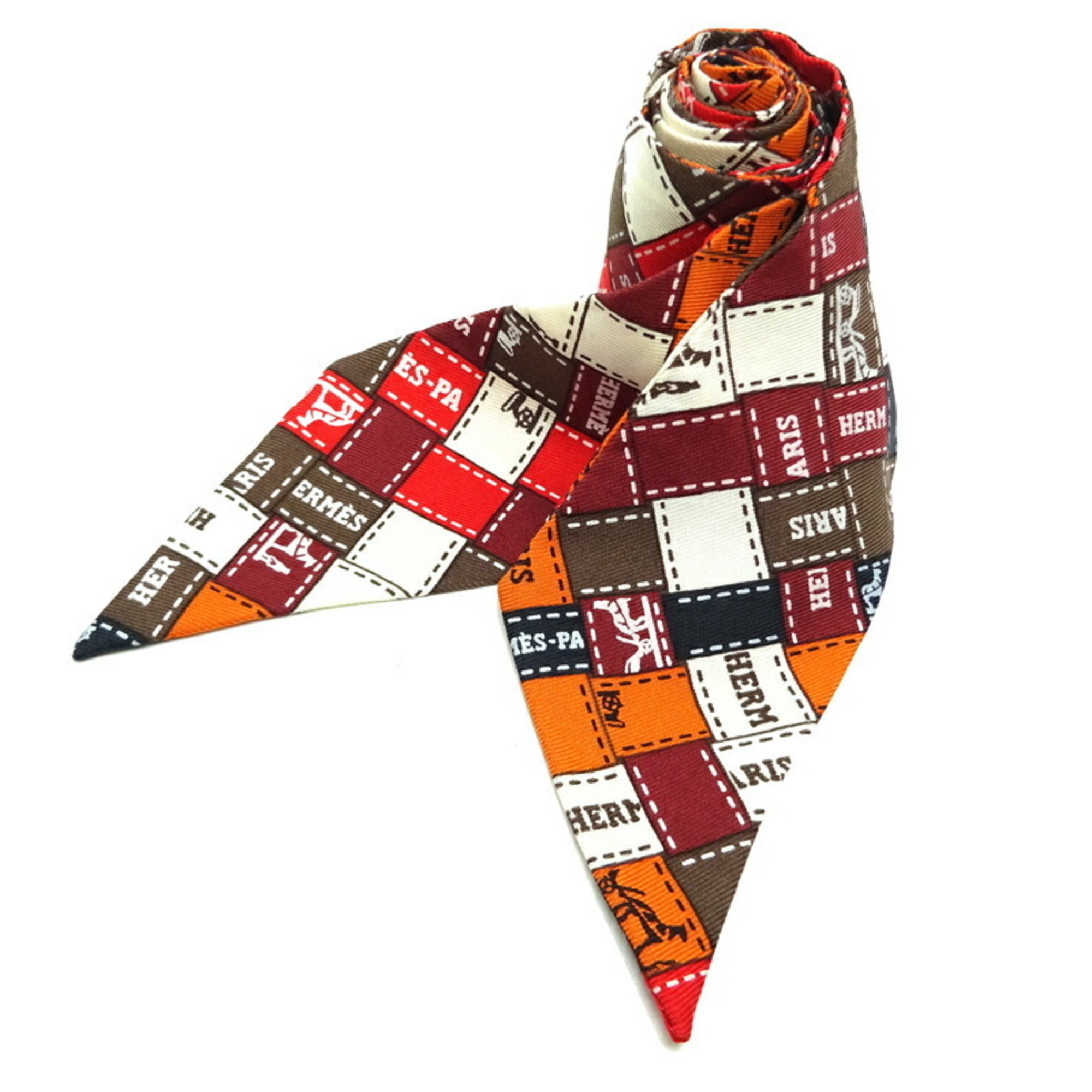 Hermes Twilly Bolduc Womens Scarf Muffler 100 Silk Multi